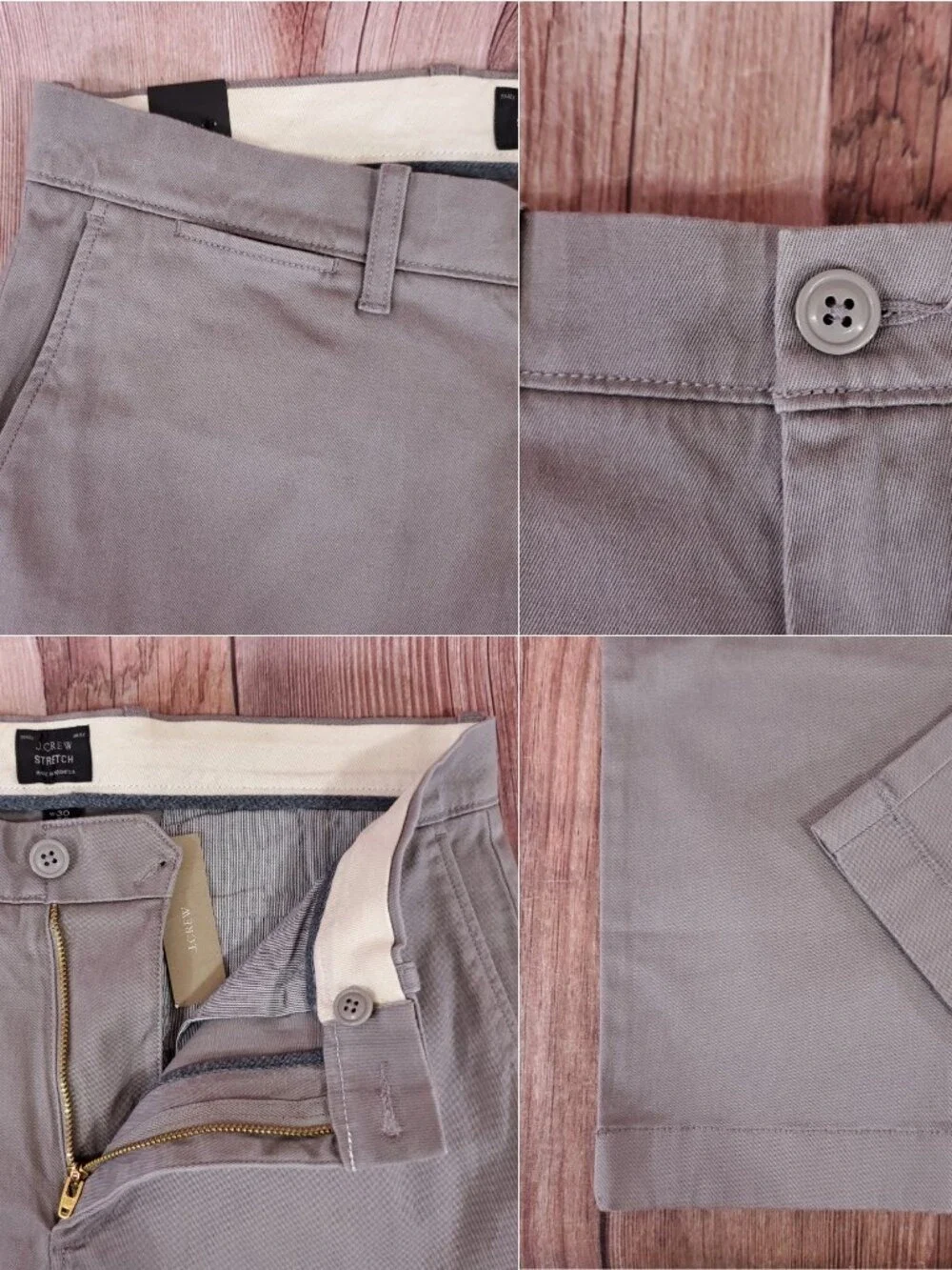 *READ* NWT J Crew Mens 30x31.5(32) 484 Slim fit Stretch Chino Pants Gray E1589